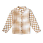 Organic Collared Long Sleeve Shirt - Oat Gingham by Makemake Organics