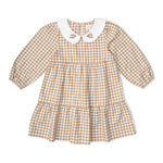 Organic Collar Tiered Dress - Oat Gingham by Makemake Organics