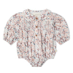 Organic Smocked Long Sleeve Bubble Romper - Wild Sprig by Makemake Organics