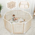 Playpen for Toddler and Babies in Natural Wood - Baby Safety, Play Yard, Toy, Nursery, Baby toys | Everetts Place