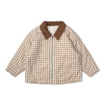 Organic Corduroy Collar Twill Jacket - Oat Gingham by Makemake Organics