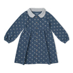 Organic Collared Dress - Indigo Blossom by Makemake Organics