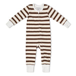 Organic 2-Way Zip Romper - Cocoa Stripe by Makemake Organics