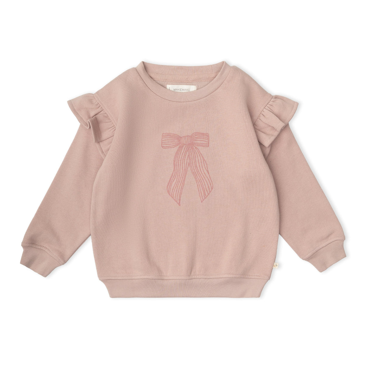 Organic Fleece Ruffle Sleeve Sweatshirt - Bow by Makemake Organics