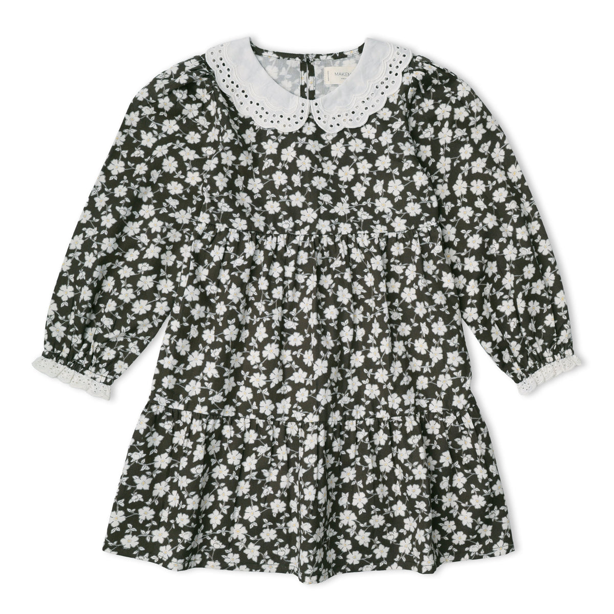 Organic Collar Tiered Dress - Twilight Meadow by Makemake Organics