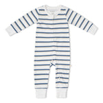 Organic 2-Way Zip Romper - Navy Stripe by Makemake Organics
