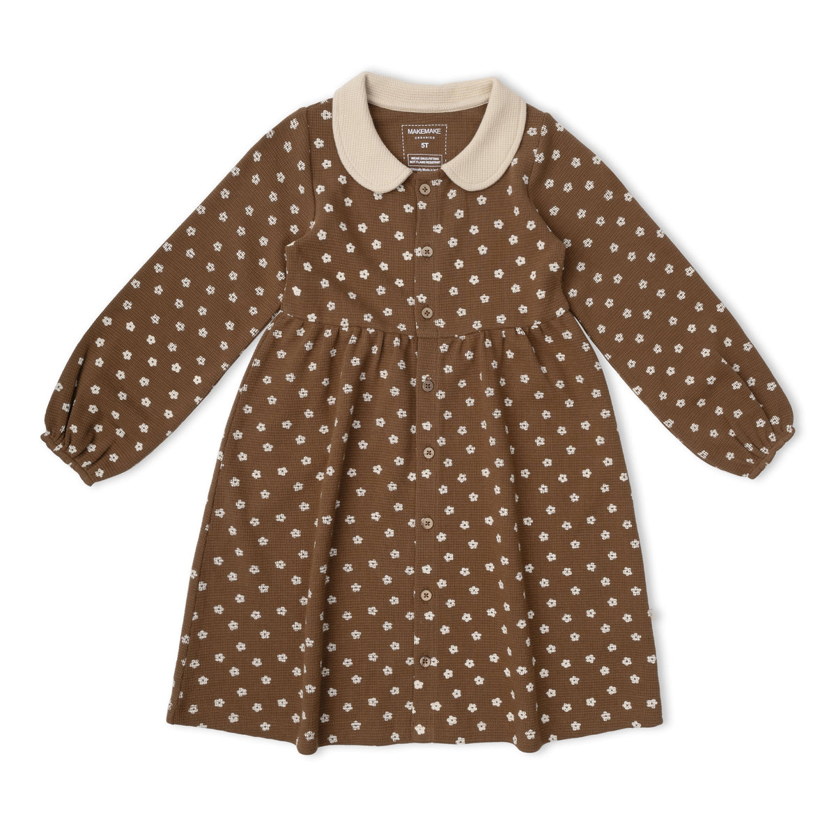 Organic Collared Dress - Chestnut Bloom by Makemake Organics