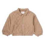 Organic Quilted Bomber Corduroy Jacket - Taupe by Makemake Organics