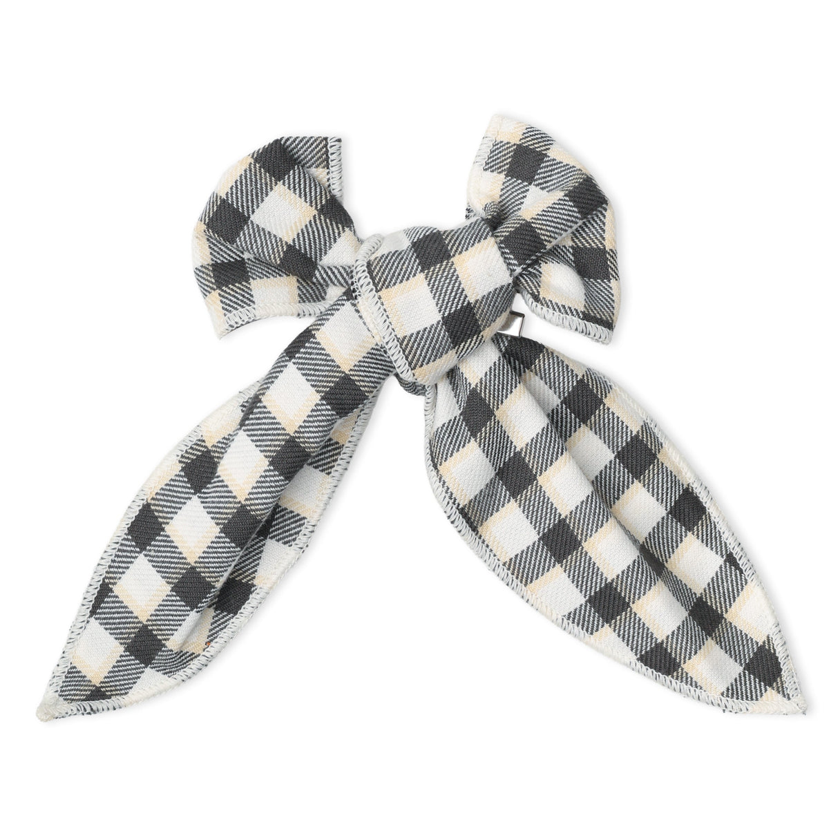 Organic Bow Clip - Charcoal Plaid by Makemake Organics