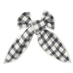 Organic Bow Clip - Charcoal Plaid by Makemake Organics