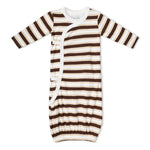 Organic Kimono Infant Sleep Gown - Cocoa Stripe by Makemake Organics
