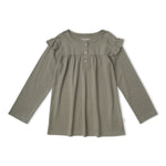 Organic Ruffle Sleeve Top Set of 2 - Winter Berry + Olive by Makemake Organics