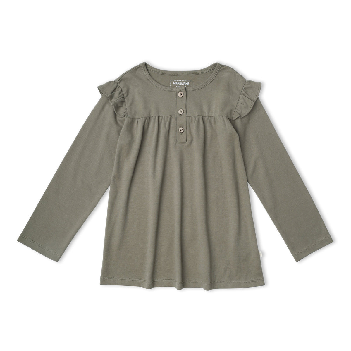 Organic Ruffle Sleeve Top Set of 2 - Winter Berry + Olive by Makemake Organics