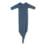 Organic Knotted Baby Gown - Indigo Blossom by Makemake Organics