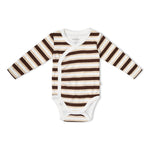 Organic Kimono Onesie & Pants Set - Cocoa Stripe by Makemake Organics