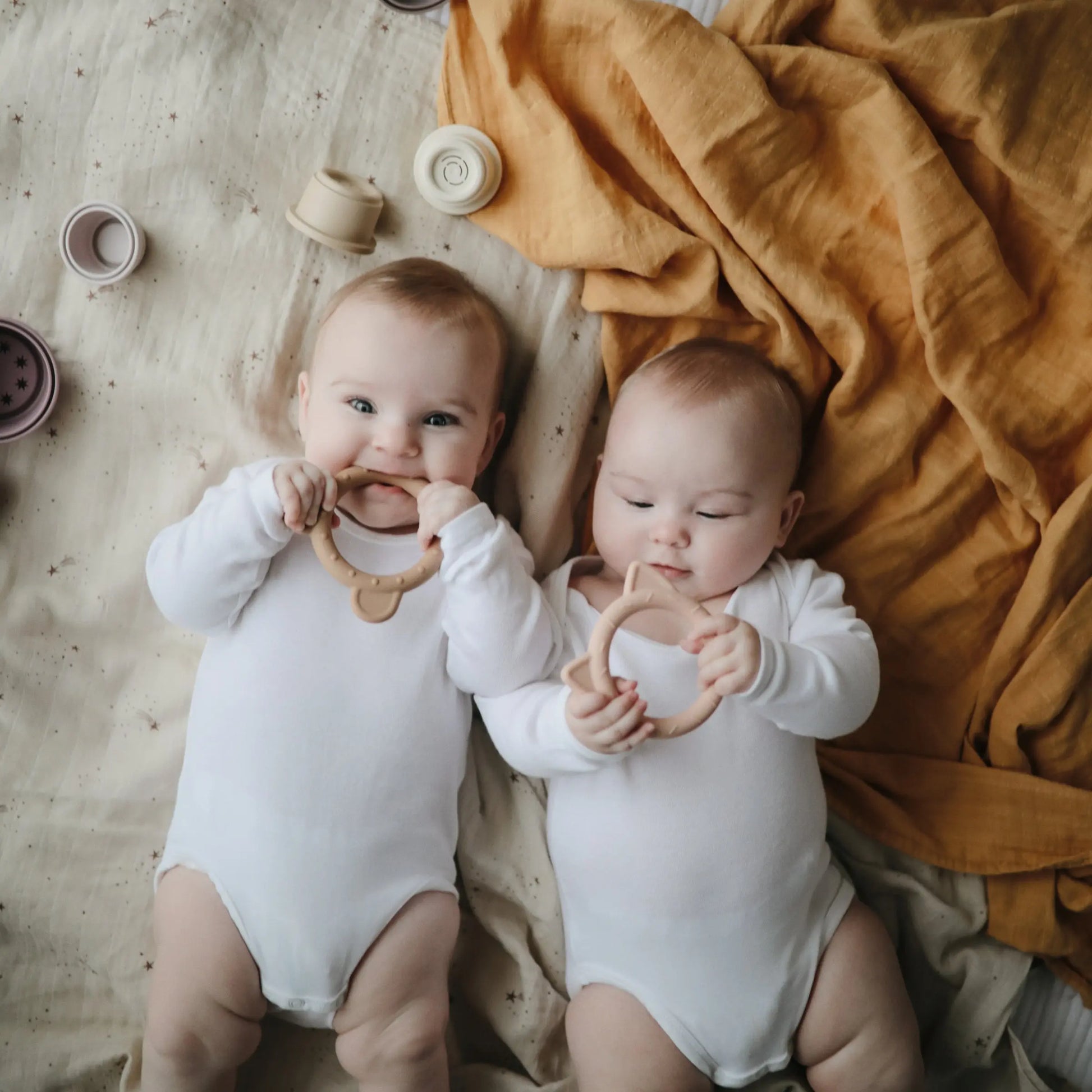 Organic Cotton Muslin Swaddle Blanket for Baby Cuddling and Nursing Mushie