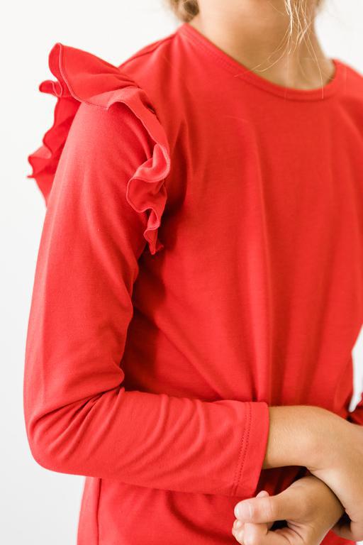 Mila & Rose ® Red Long Sleeve Ruffle Tee For Girls Mila And Rose Wardrobe - Apparel & Accessories > Clothing > Clothing Tops > T-Shirts Ruffle Tee L/S