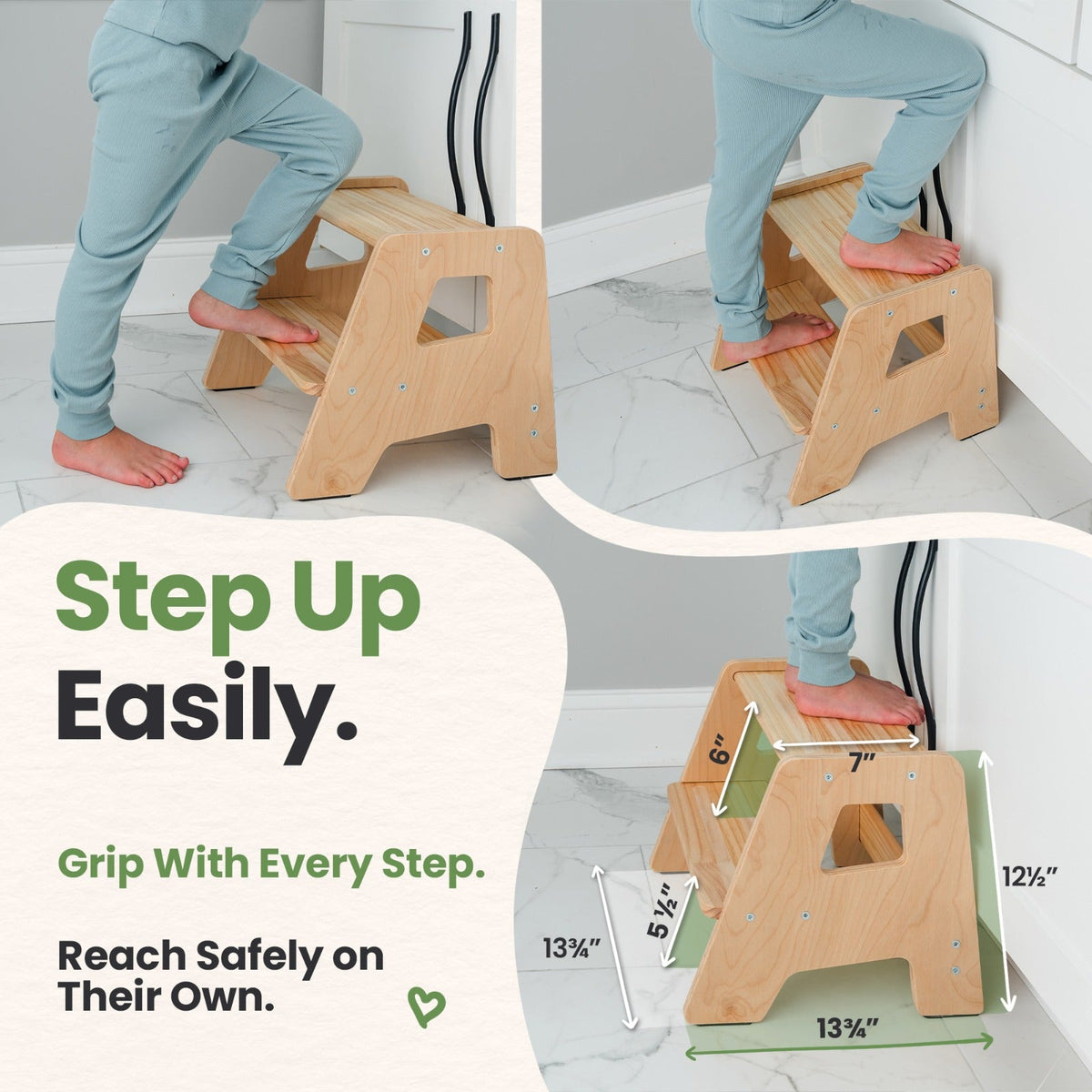 Solid Hardwood 2-Step Toddler Step Stool by Ocodile.com