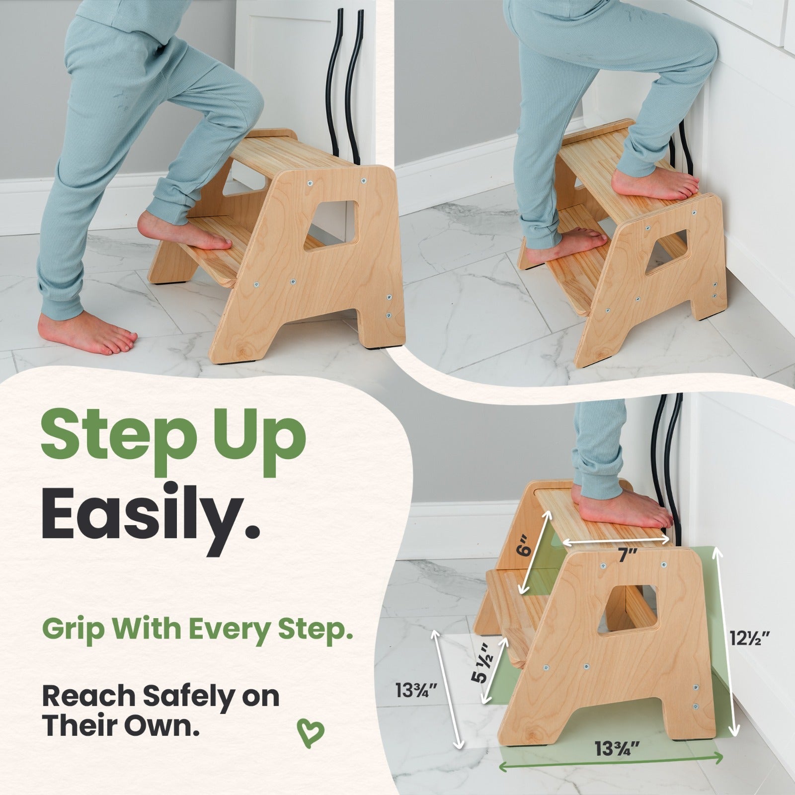 Solid Hardwood 2-Step Toddler Step Stool by Ocodile.com
