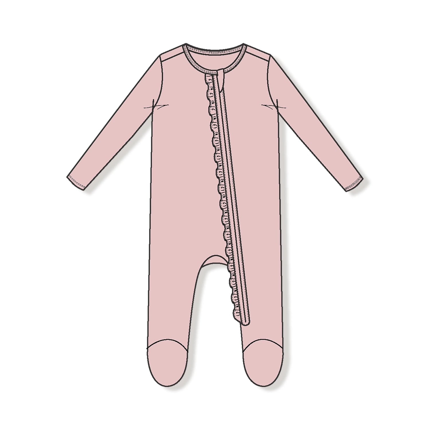 Angel Dear 2 Way Ruffle Zipper Footie for Baby Soft Bamboo Fabric - Apparel & Accessories > Clothing > Baby & Toddler Clothing > Baby & Toddler Sleepwear 128