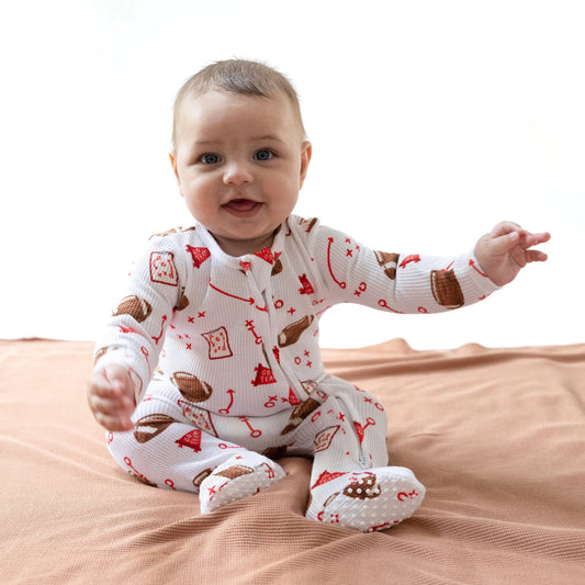2 Way Zipper Footie for Babies in Soft Waffle Fabric with Fold-Over Cuffs and Signature Prints Angel Dear Everetts Place: Online Boutique