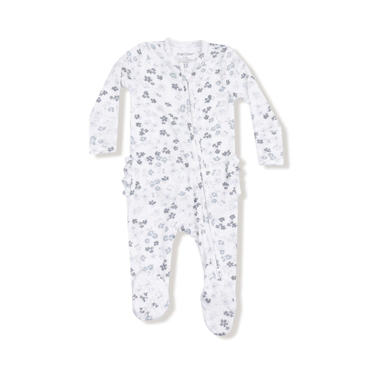 2 Way Zipper Ruffle Back Footie For Baby Soft Ribbed Modal Angel Dear Everetts Place: Online Boutique