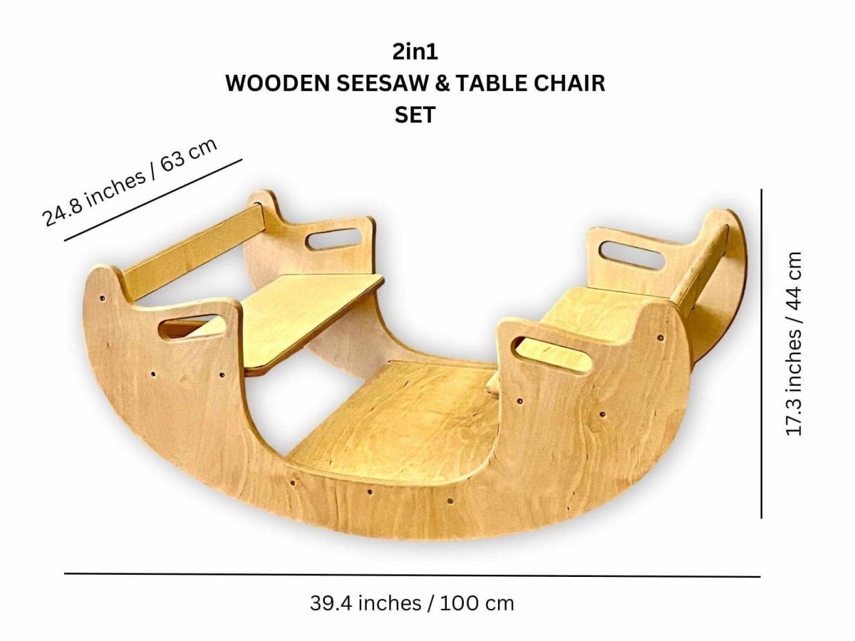 2 In 1 Montessori Wooden Seesaw Table Chair Set Kidodido - Everetts Place Boutique - 