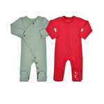 Finn + Emma 2 pc. footie set | Red and Green - 