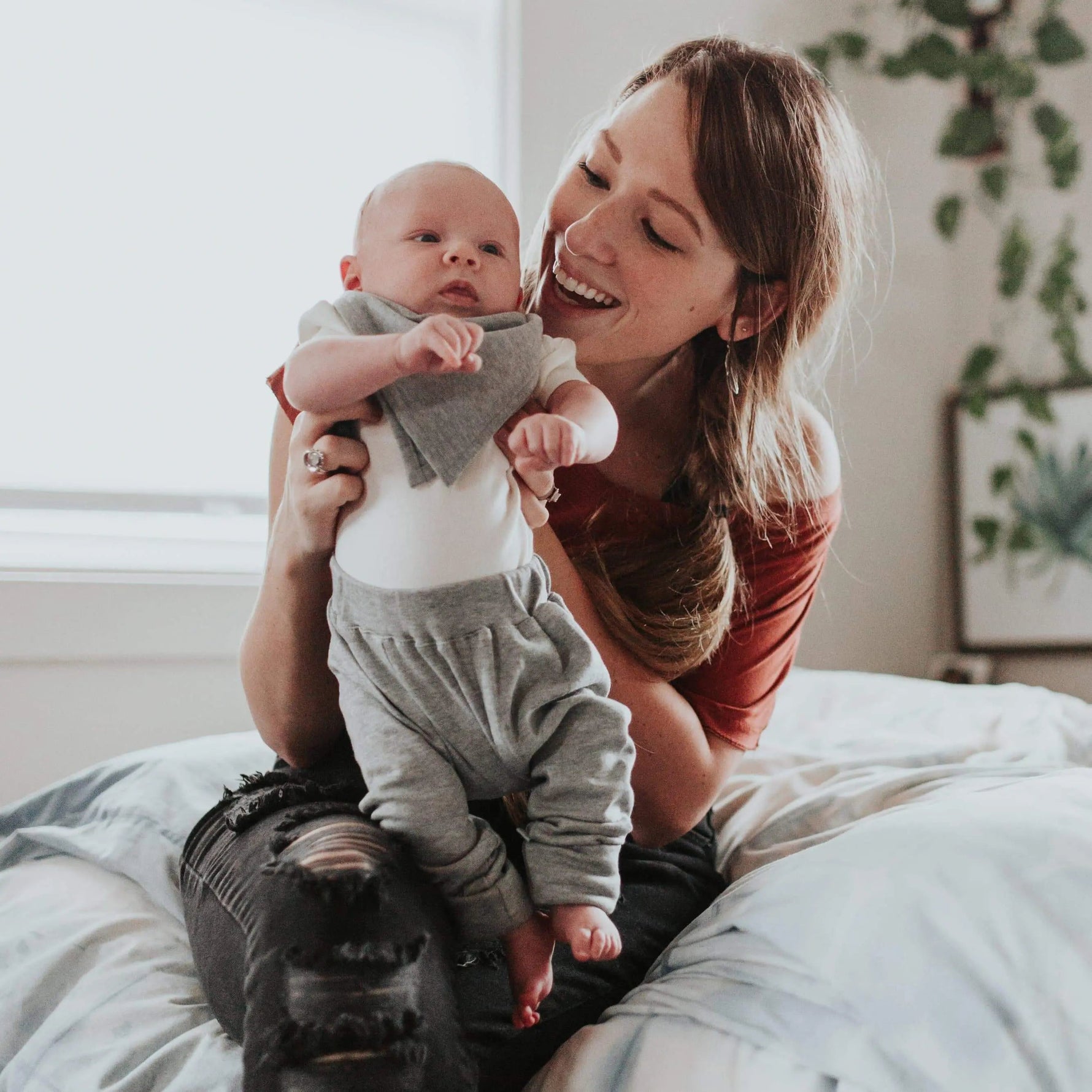 Finn + Emma 2 pc. pants set | ivory & heather grey - 