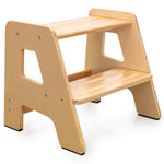 Ocodile natural wood 2-step kids stool for bathroom and kitchen.