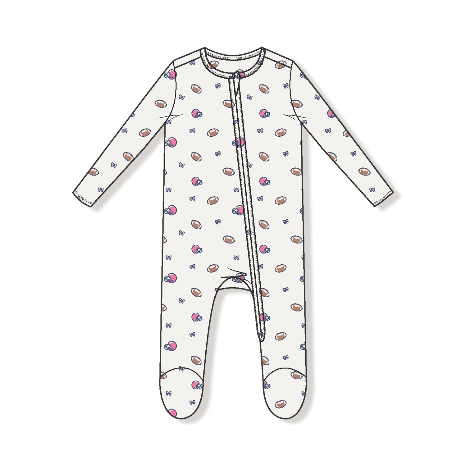 Angel Dear 2 Way Zipper Ruffle Back Baby Footie - 