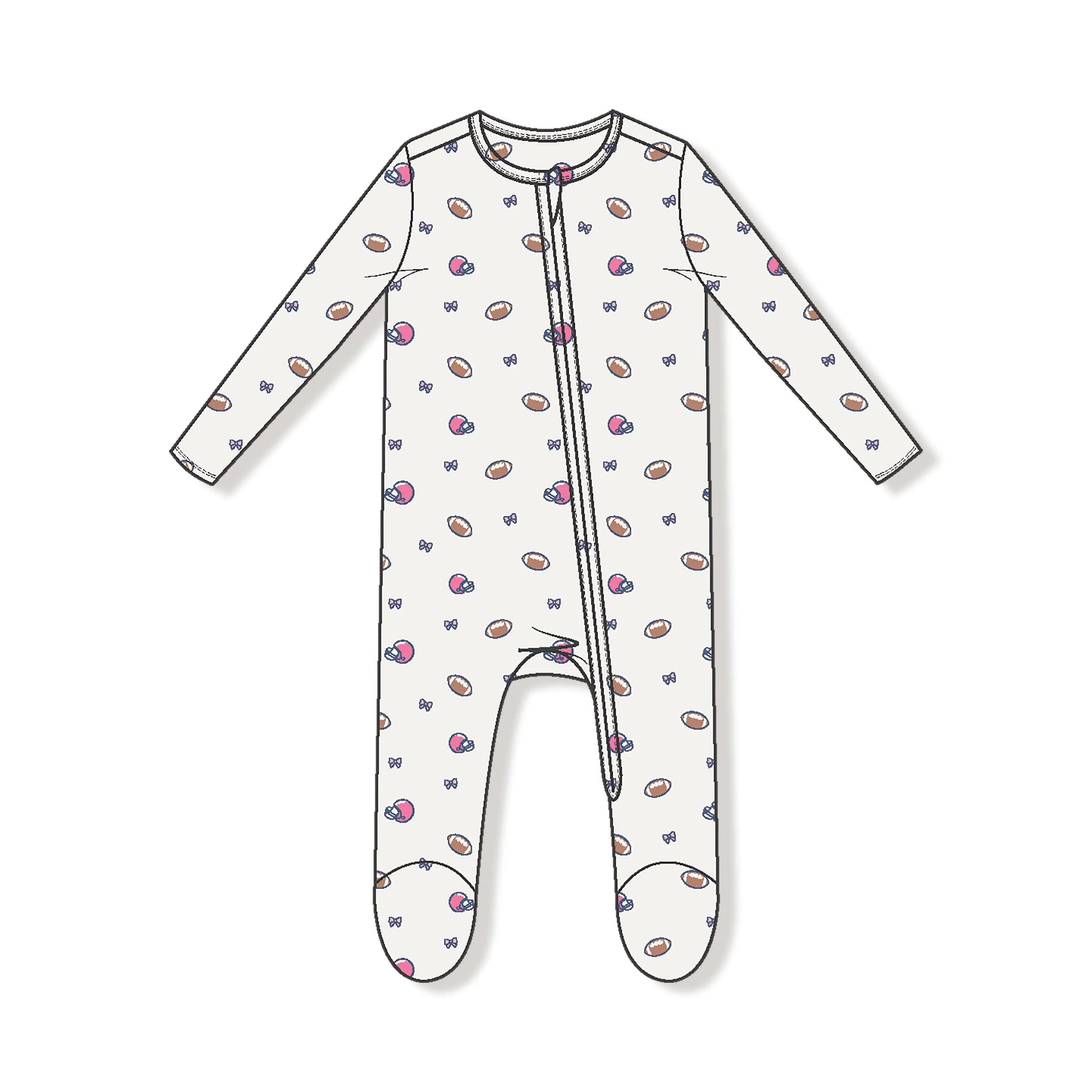 Angel Dear 2 Way Zipper Ruffle Back Baby Footie - 