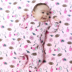 Angel Dear 2 Way Zipper Ruffle Back Baby Footie in Soft Bamboo Fabric - 