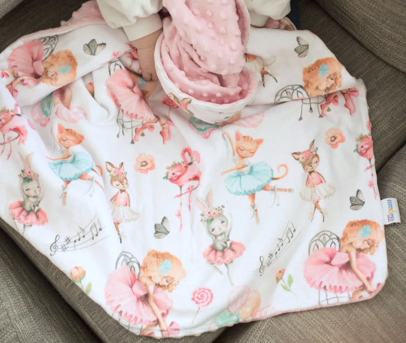 Baby & Toddler Minky Blanket with ballerina design, premium soft fabric, 30x40 inches.