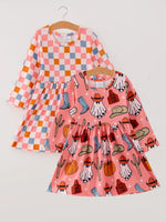Rylee Faith Designs Colorful Plaid Ghost Print Dresses Set for Fun Halloween Celebrations - Apparel & Accessories > Clothing > Baby & Toddler Clothing > Baby & Toddler Dresses Dress