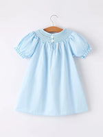 Rylee Faith Designs Girls Cross Smocking Embroidered Blue Dress - Apparel & Accessories > Clothing > One-Pieces Dress