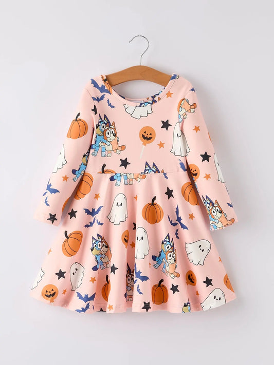 Quality Halloween Dress with Ghost Pumpkin Design for Girls Rylee Faith Designs