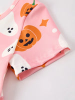 Rylee Faith Designs Spooky Halloween Ghost Pumpkin Print Dress with Short Sleeves for Women - Apparel & Accessories > Clothing > Dresses Dress