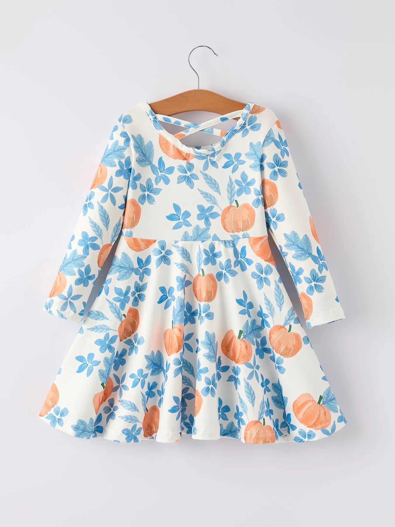 Chic Floral Print Long Sleeve Dress for Halloween and Thanksgiving Celebrations Rylee Faith Designs