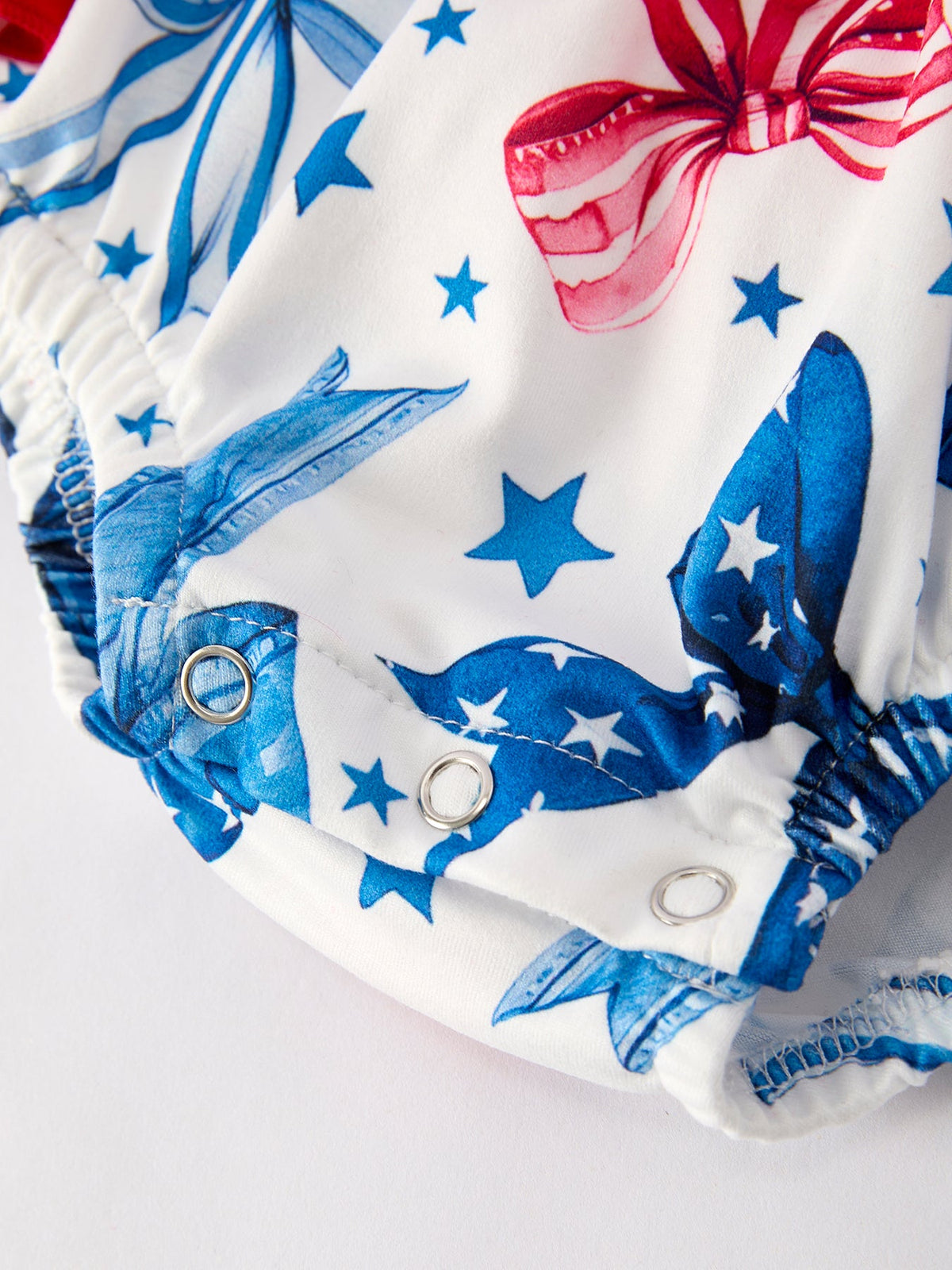 4th of july Bow Print Girls Romper by Rylee Faith Designs at Everetts Place