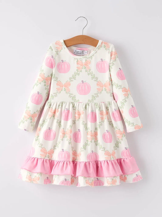 Quality Halloween Dress with Pumpkin Design and Ruffle for Girls Rylee Faith Designs