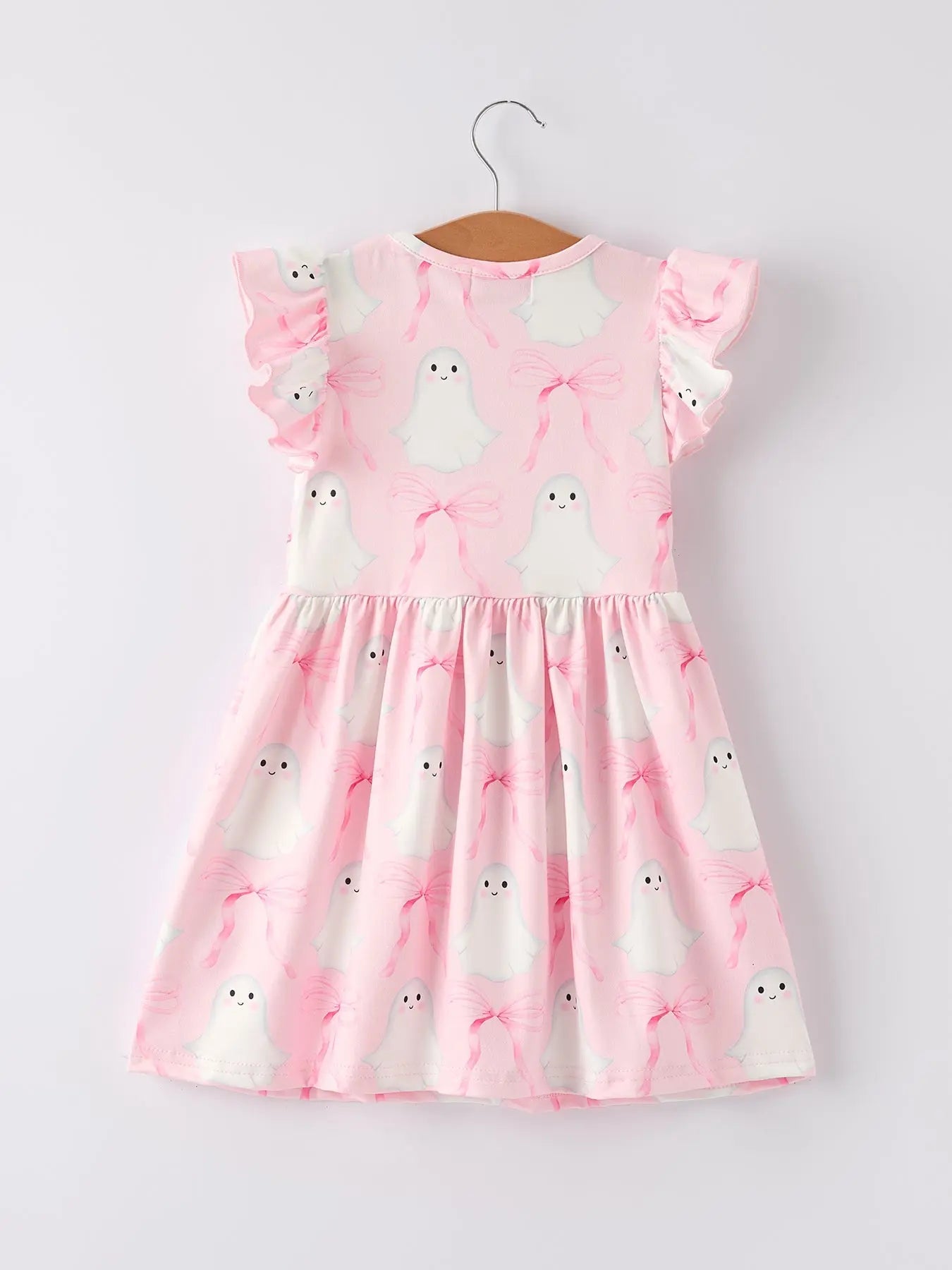 Rylee Faith Designs Cute Pink Ghost Bow Flying Sleeve Dress for Halloween Parties - Apparel & Accessories > Clothing > Dresses Dress