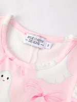 Rylee Faith Designs Cute Pink Ghost Bow Flying Sleeve Dress for Halloween Parties - Apparel & Accessories > Clothing > Dresses Dress
