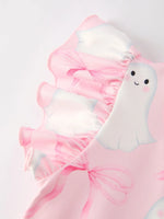 Rylee Faith Designs Cute Pink Ghost Bow Flying Sleeve Dress for Halloween Parties - Apparel & Accessories > Clothing > Dresses Dress
