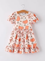 Rylee Faith Designs Festive Halloween Pine Cone Coffee Print Dress for Girls - Apparel & Accessories > Clothing > Dresses Dress