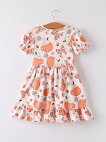 Rylee Faith Designs Festive Halloween Pine Cone Coffee Print Dress for Girls - Apparel & Accessories > Clothing > Dresses Dress