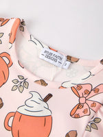 Rylee Faith Designs Festive Halloween Pine Cone Coffee Print Dress for Girls - Apparel & Accessories > Clothing > Dresses Dress
