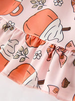 Rylee Faith Designs Festive Halloween Pine Cone Coffee Print Dress for Girls - Apparel & Accessories > Clothing > Dresses Dress
