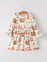 Rylee Faith Designs Vintage Fall Dress with Pumpkin and Turkey Print for Thanksgiving Celebrations - Apparel & Accessories > Clothing > Dresses Dress