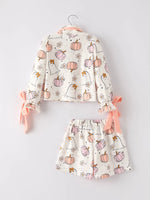 Rylee Faith Designs Cozy Halloween Ghost Pumpkin Print Pajama Set for Girls - Apparel & Accessories > Clothing > Sleepwear & Loungewear > Pajamas Pajamas